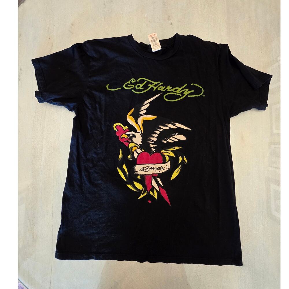 Ed Hardy Graphic Print T-Shirt SZ Large Eagle Tattoo Grunge Y2K